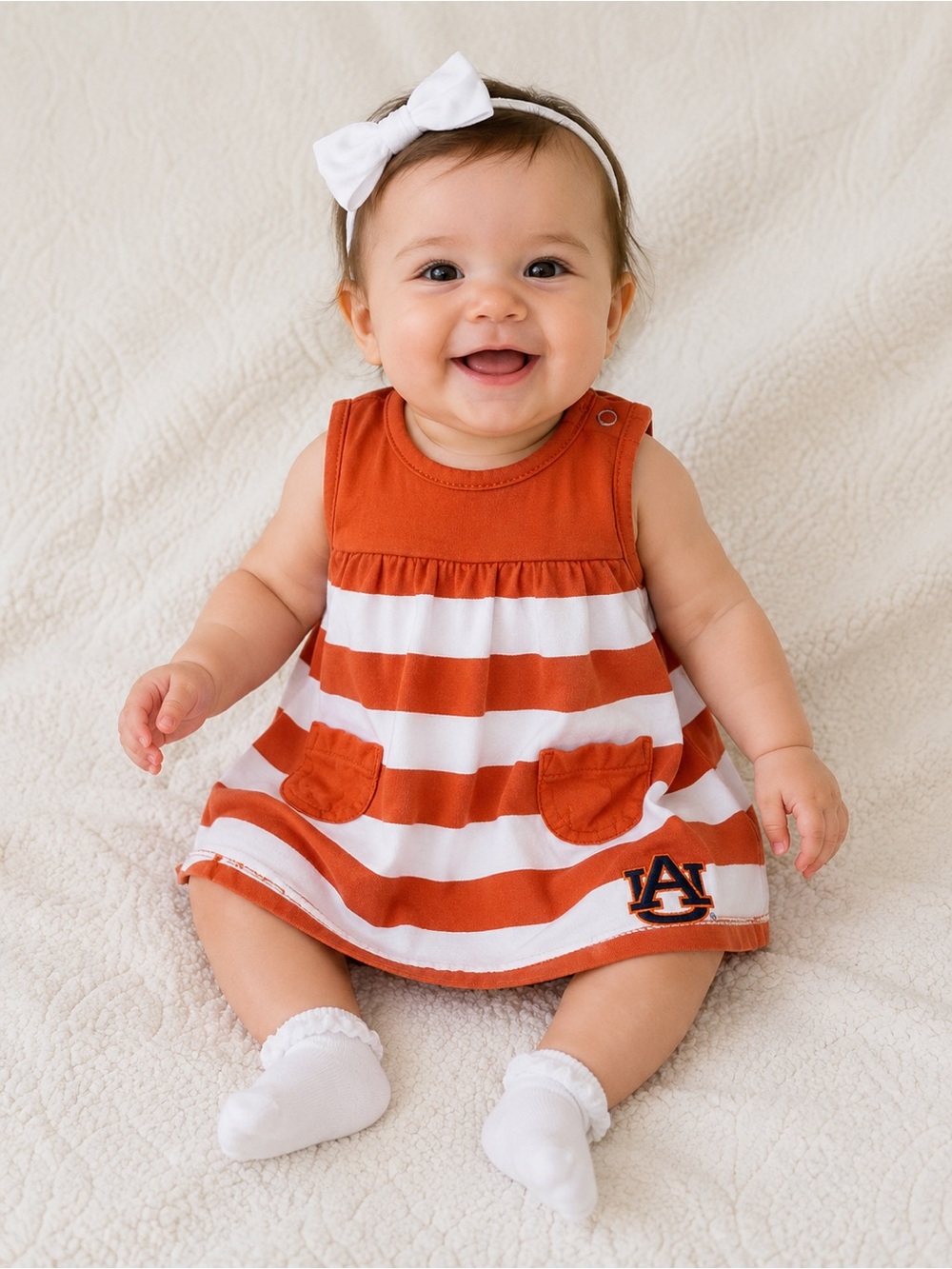 Striped Auburn-Inspired Sleeveless Toddler Dress